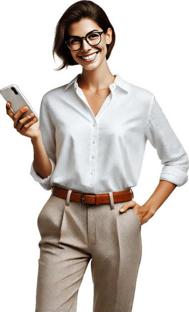 Mulher usando celular - MedSênior